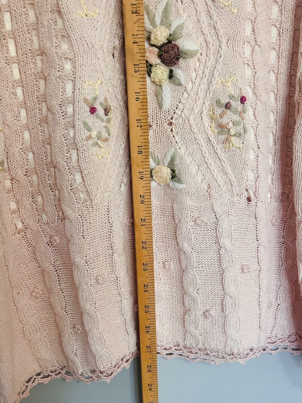 Vtg Shenanigans Cottagecore Floral Sweater M Pink Coquette Anthropologie Style - Picture 7 of 10